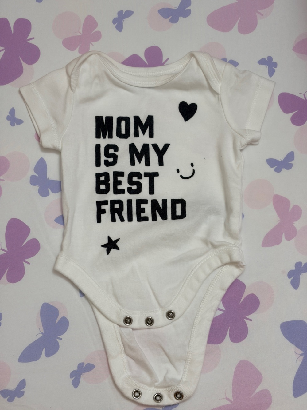 Old Navy White Kids One-Piece Bodysuit with Black Text